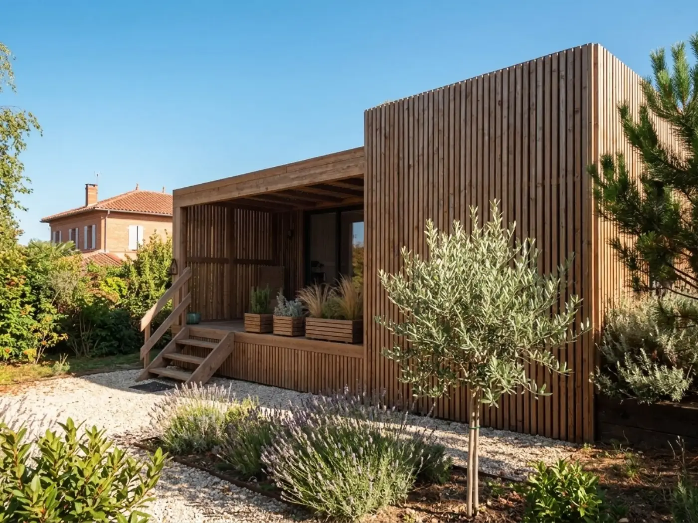 Cosy-Studio installé dans un jardin à Toulouse, vue extérieure