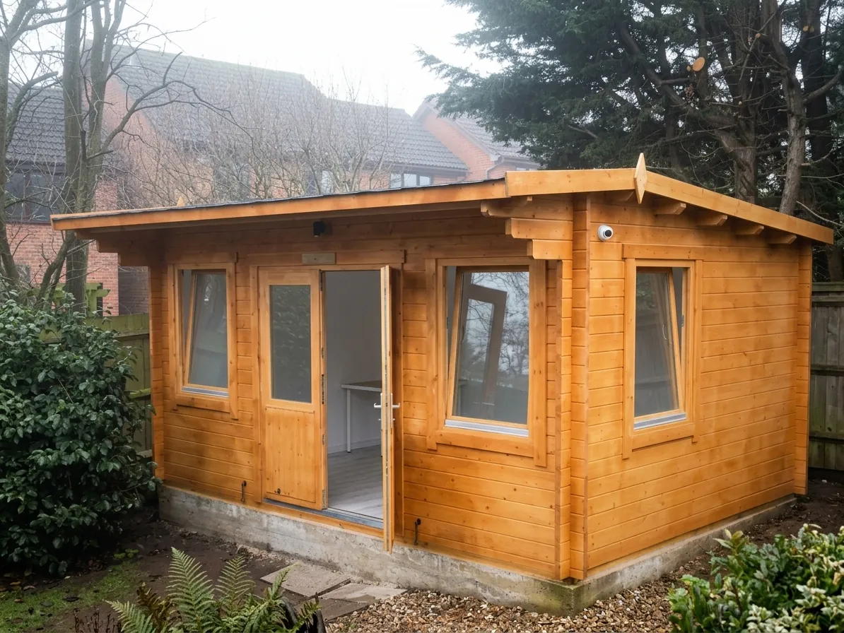 Studio de jardin en bois installe dans un jardin à Toulouse, budget et prix